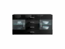 Meuble tv noir mat façades en noir laquées avec led