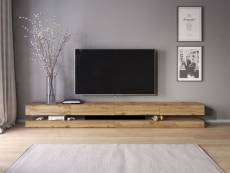 Meuble TV suspendu - 280 cm - Chêne wotan - Style