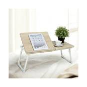 Meubles Cosy - Petite table de travail Table de lit mobile Supporte Table d'ordinateur portable pliable hauteur réglable Plateau chêne