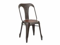 Nevada - chaise de repas acier bronze / bois foncé