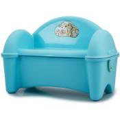 Outdoor Toys - Coffre et Banc Pour Enfants 2 en 1 74x38x55 cm avec Compartiment de Rangement et Poignées Latérales, Couleur Bleu