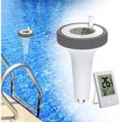 Piscine Thermomètre Flottant Jauge,Thermomètre Intérieur et Extérieur Flottant sans Fil,Thermomètre de Piscine Numérique avec écran LCD