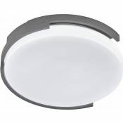 Plafonnier LED métal blanc gris lampe de chambre plafonnier plastique 37 cm, rond, 1x 18W 1800lm 3000K, DxH 37 x 9 cm