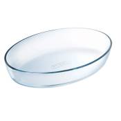 Plat ovale 39x27 cm en verre transparent