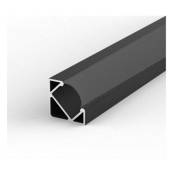 Profilé Aluminium Angle 2m pour Ruban led Couvercle Opaque - - Noir