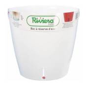 Riviera - Pot en plastique rond avec réserve d'eau 35 cm Eva - Blanc