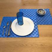 Set de table lot 6 sets de table solan en polypropylène doux et soyeux Bleu - 33x48 - Bleu