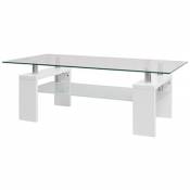 SHENGFENG Table basse blanche et transparente, table