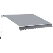 Store banne manuel rétractable aluminium polyester imperméabilisé 3L x 2,5l m gris - Gris