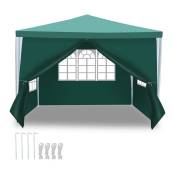 Swanew - Tente Tonnelle de réception avec panneaux latéraux amovibles Grandes fenêtres Tente Fête chapiteau ou tonnelle Camping Verte 3x3m - Vert
