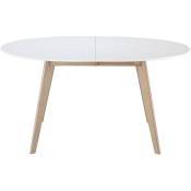 Table à manger extensible ovale blanche et bois clair L150-200 cm leena - Blanc