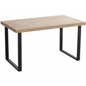 Table à Manger Fixe - 76 x 140 x 80 cm - 6 Personnes - Chêne/Noir - marron - Skraut Home