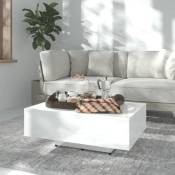 Table basse Blanc brillant 85x55x31 cm Aggloméré