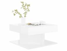 Table basse carrée blanc brillant 57x57x30 cm aggloméré konda