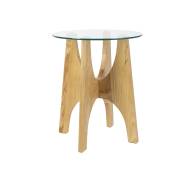 Table d'appoint ronde en bois et verre D45