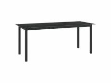 Table de jardin noir 190x90x74 cm aluminium et verre