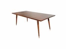 Table de salle à manger massive mystic living 160cm marron or en acacia au design rétro