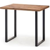 Table haute en chêne bassano et métal laqué anthracite - Longueur 120 x Hauteur 107 x Profondeur 80 cm -PEGANE-