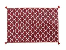 Tapis moderne toronto, style kilim, 100% coton, rouge,