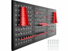Tectake panneaux perforés pour rangement d'outils avec 25 crochets et supports 120x2x60cm 403559