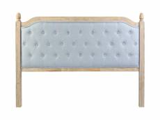 Tête de lit capitonnée en bois d'hévéa et lin coloris bleu / naturel - longueur 160 x profondeur 6 x hauteur 120 cm