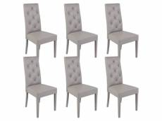 Trevi - lot de 6 chaises simili gris clair et pieds laqués