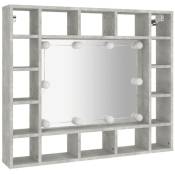 Vidaxl - Armoire de miroir avec led Gris béton 91x15x76,5 cm Gris béton