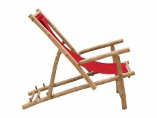 Vidaxl chaise de terrasse bambou et toile rouge