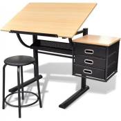 vidaXL Table à dessin inclinable à 3 tiroirs avec
