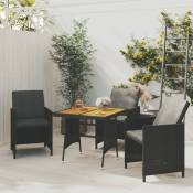 Vidaxl - Table de jardin Noir 70x70x72 cm Résine tressée et acacia