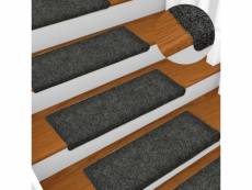 Vidaxl tapis d'escalier 15 pcs tissu aiguilleté 65x25 cm gris