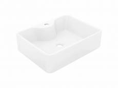 Vidaxl vasque carré à trou pour robinet céramique blanc pour salle de bain 141936