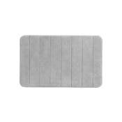 Wenko - Tapis de bain Stripes, tapis salle de bain, mémoire de forme, polyester, 50x80 cm, gris clair
