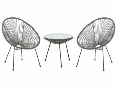 2 fauteuils spaghetti gris foncé et table pour intérieur et extérieur acapulco ii 248167