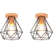 2 Pack Diamant Plafonnier Luminaire en Bois Lampe Plafond