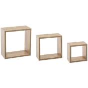 3 petites étagères murales fixy cube effet chêne - Effet chene naturel - 5five