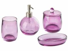 4 accessoires de salle de bains en céramique violette