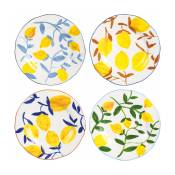 4 assiettes motifs citrons 22 cm Lemon Twig - &Klevering