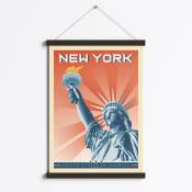 Affiche New York Etats-Unis+ Cadre Magnétique (Bois Noir) 50x70 cm