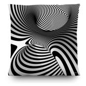 Ag Art - Coussin trait noir et blanc créatif - 45 cm x 45 cm