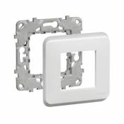 Bloc support et plaque 2 modules Unica Pro blanc