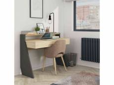 Bureau avec tiroir en bois imitation chêne naturel et gris - bu9048