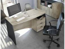 Bureau moderne avec tiroirs, bureau avec 3 tiroirs, table pc, 136x67h74 cm, couleur chêne et anthracite 8052773604147