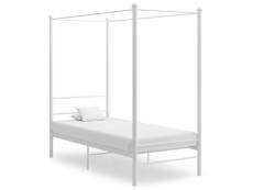Cadre de lit à baldaquin blanc métal 100x200 cm