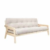 Canapé convertible futon GRAB pin naturel coloris ivoire couchage 130 cm. - ecru