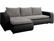 Canapé d'angle gauche convertible "brooklyn" - 246 x 150 x 82 cm - 3 places - gris noir