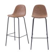 Chaise de bar 75 cm en cuir synthétique marron clair