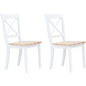 Chaises à manger lot de 2 blanc/bois clair bois d'hévéa