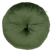 Coussin rond vert en velours 40 cm uni