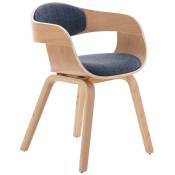 Décoshop26 - Chaise de bureau sans roulettes visiteur en tissu et bois design retro et confort maximal naturel et bleu